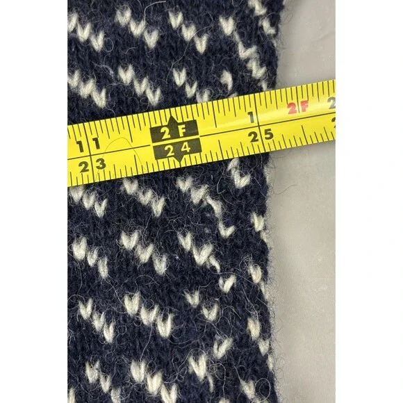 Vintage LL Bean Norwegian Birdseye Fair Isle Fisherman Wool Sweater Size L Blue - Picture 8 of 13